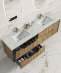 Close-up styling shot of the Aulic Voulari 1800mm wall hung vanity