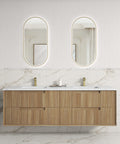 Aulic Voulari 1800mm wall hung vanity styled in a bathroom