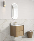 Aulic Voulari 600mm wall hung vanity shown in a finished bathroom