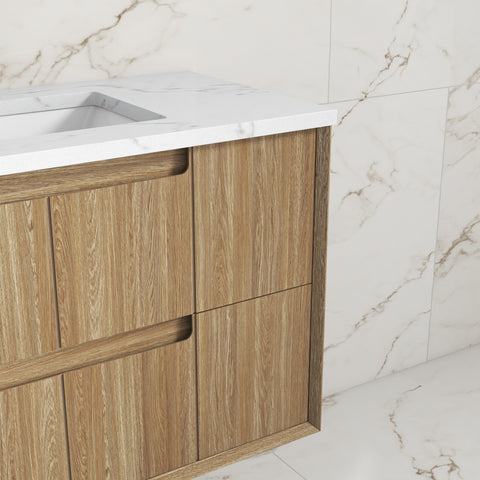 Aulic Voulari 750mm wall hung vanity in a bathroom setting