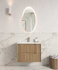 Aulic Voulari 750mm wall hung vanity styled in a bathroom