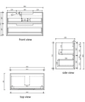 Aulic Voulari 900mm wall hung vanity dimensions diagram
