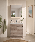 Close-up styling shot of the Aulic York 600mm floor standing vanity