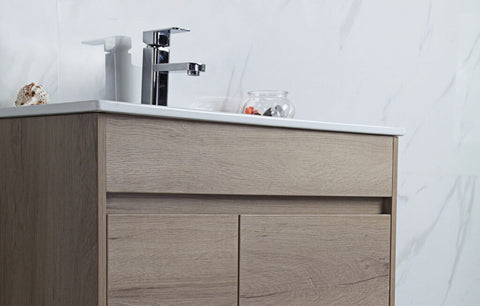 Aulic York 600mm floor standing vanity styled in a bathroom