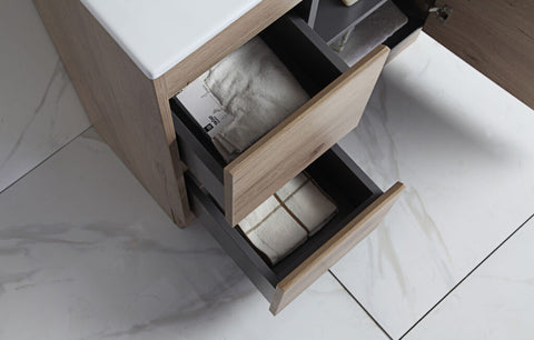 Aulic York 750mm floor standing vanity shown in a finished bathroom