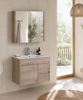 Aulic York 900mm wall hung vanity styled in a bathroom