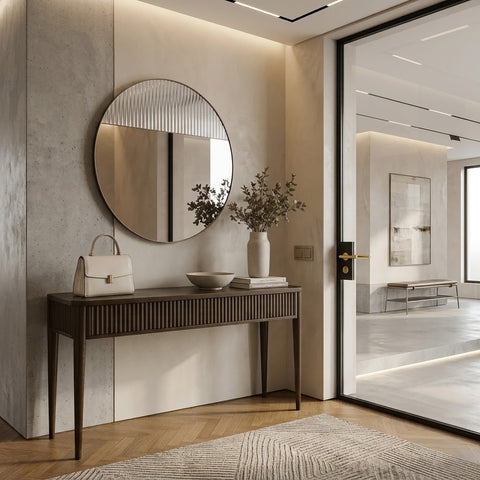 Halo - Round Frameless Fluted Feature Mirror 90cm