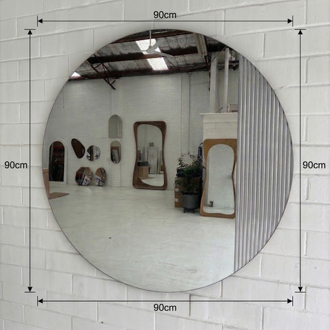 Halo - Round Frameless Fluted Feature Mirror 90cm