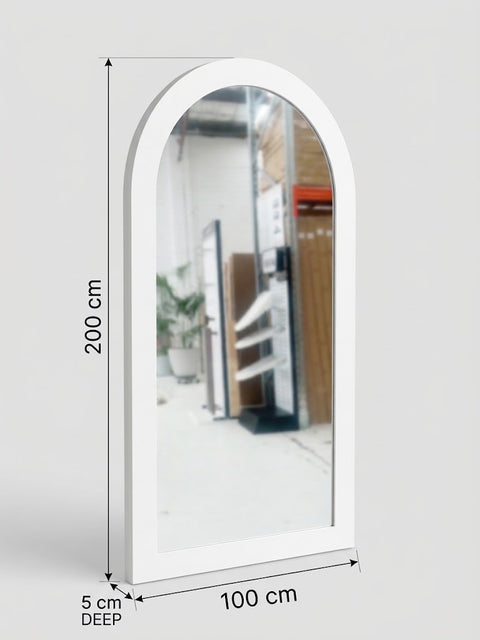 Contempo - Textured Arched Mirror White 200cm x 100cm