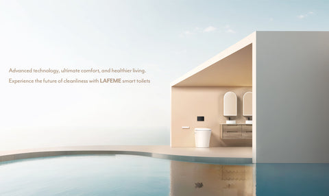 Lafeme AutoLux rimless smart toilet with in-wall cistern