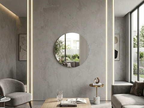 Pre Order Halo - Round Frameless Fluted Feature Mirror 90cm