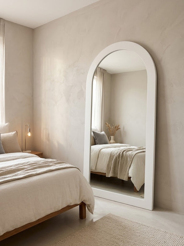 Contempo - Textured Arched Mirror White 200cm x 100cm