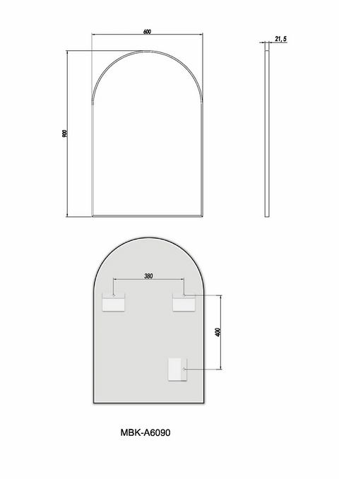 Aqua Perla - Matte Black Framed Mirror 600x900x21.5mm
