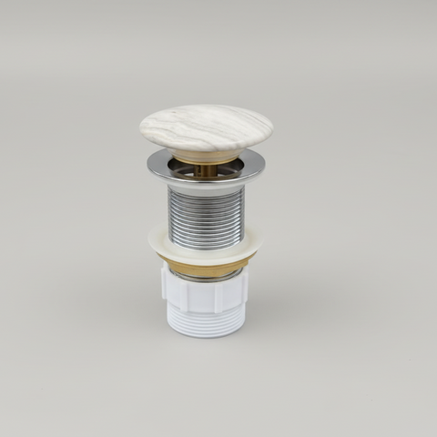 Claya - Matte Carrara Pop-Up Waste, 32mm Non-Overflow Ceramic Cap