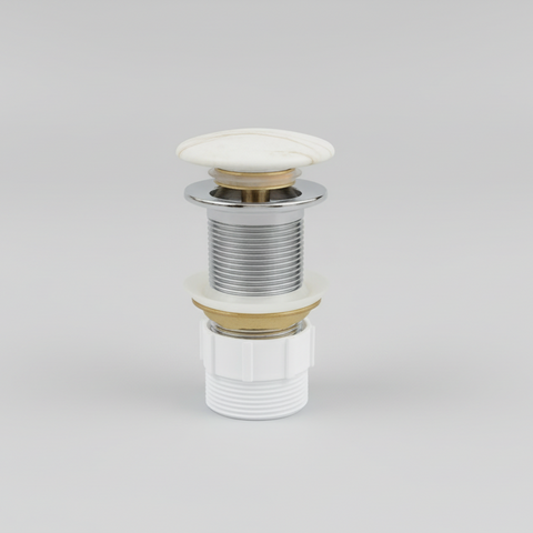 Claya - Matte Carrara Pop-Up Waste, 32mm Non-Overflow Ceramic Cap