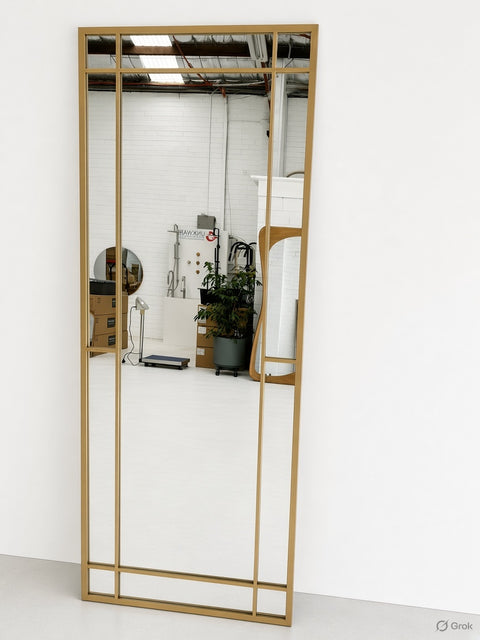 Kensington- Brushed Bronze Iron framed Mirror 180 x 70cm