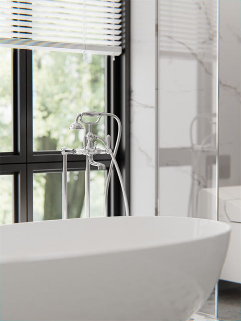 Nero - York Freestanding Bath Set With Metal Hand Shower