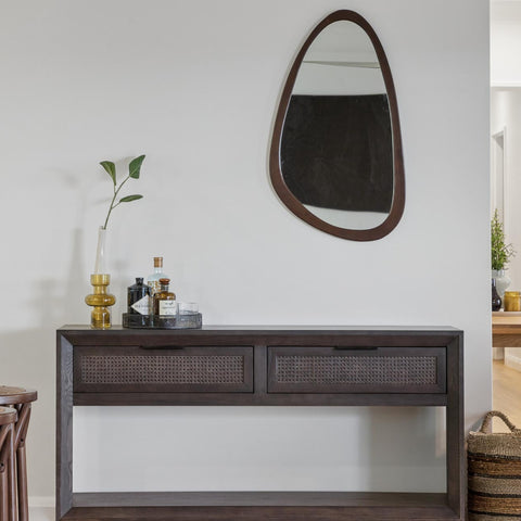 Zambia Walnut Pebble Wall Mirror 55 x 90cm