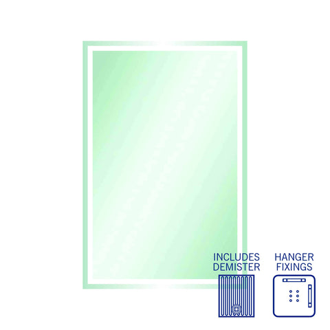 Sierra Rectangle Polished Edge Mirror with Sandblasted Border