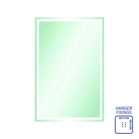 Sierra Rectangle Polished Edge Mirror with Sandblasted Border