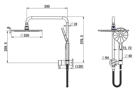 Modern National - Star Compact Half Shower Column Set in 9 Finishes