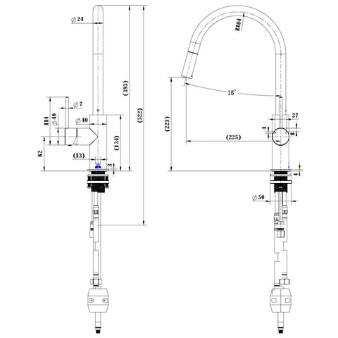 Modern National - Star Mini Pull Out Kitchen Mixer Champagne