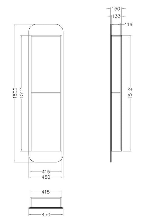 Alpine - Natasha Tall Mirror Cabinet 180cm