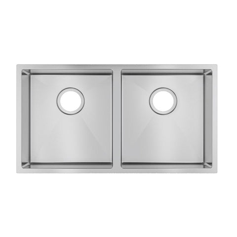 Aqua Perla - Chrome Stainless Steel Double Bowl Kitchen Sink 820x457x230mm
