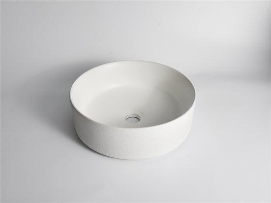 Claya -  Round Textured Matte White Diamond Ceramic Basin