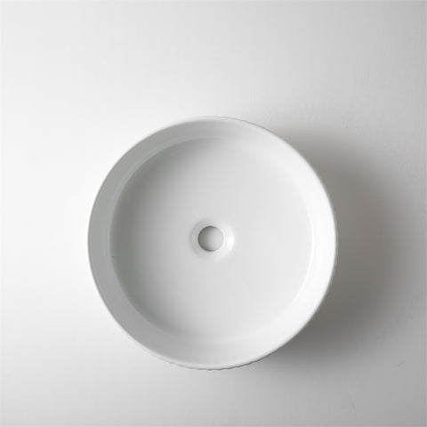 Claya -  Matte or Gloss White Ceramic Basin Pill Fluted