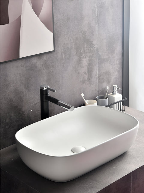 Claya -  Rectangle Ceramic Basin Matte White