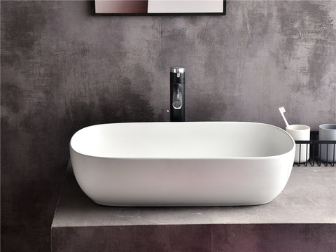 Claya -  Rectangle Ceramic Basin Matte White