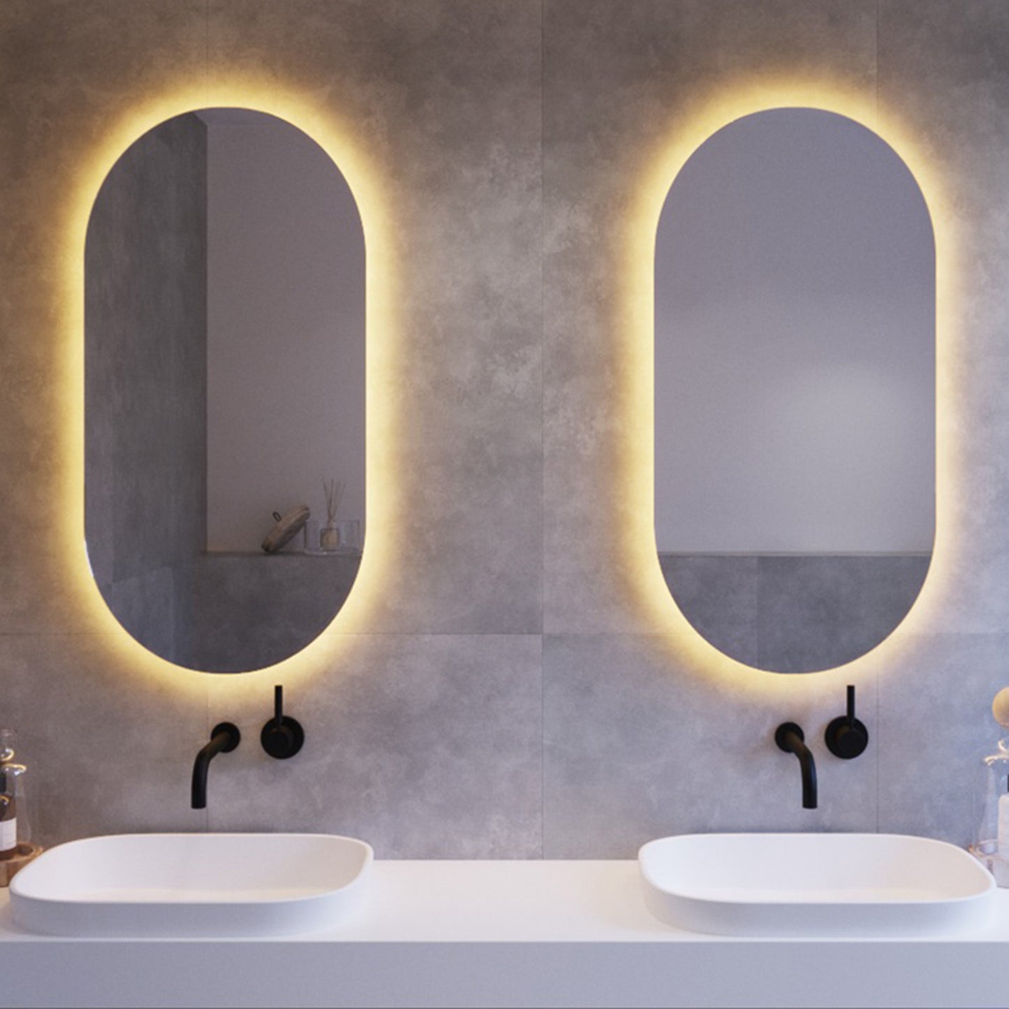 Ablaze Oval Backlit Mirror by Thermogroup - Warm Light