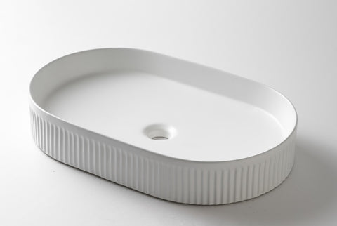 Claya -  Ceramic Basin Matte or Gloss White-Pill Fluted