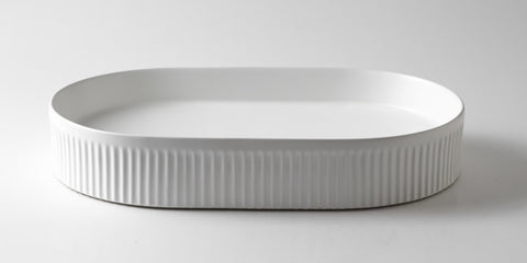 Claya -  Ceramic Basin Matte or Gloss White-Pill Fluted