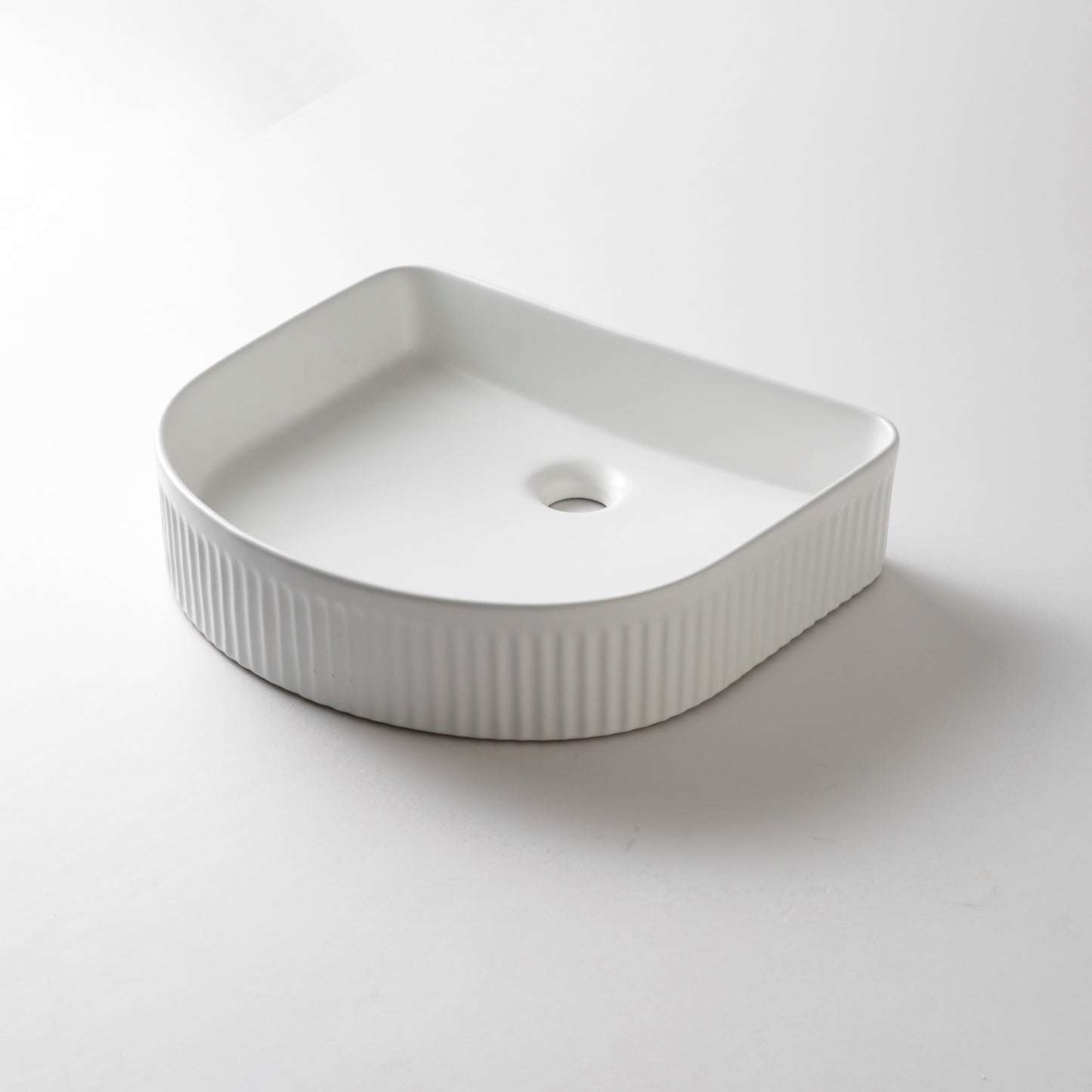 Claya -  Arched White Pill Flute Ceramic Basin Matte/Gloss