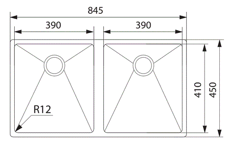 FRANKE Planar Sink Measurements