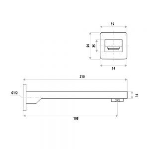 Linkware - The Gabe Bath Spout 200mm in 5 Finishes