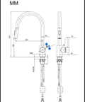 Star - Chrome and Black Pull Out Mixer Tap - 2 Magpies