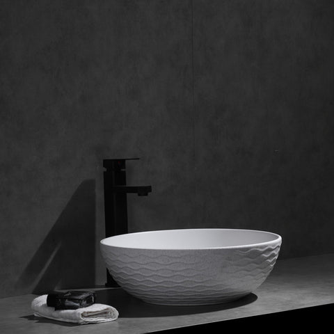 Claya -  Ruby Ceramic Basin Texture Matte White