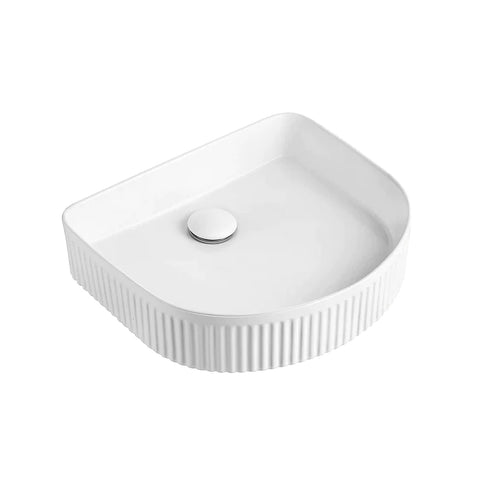 Claya -  Arched White Pill Flute Ceramic Basin Matte/Gloss