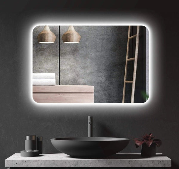 Ablaze SSC128C -  Luminous Rectangle Backlit LED Bathroom Mirror curved corners