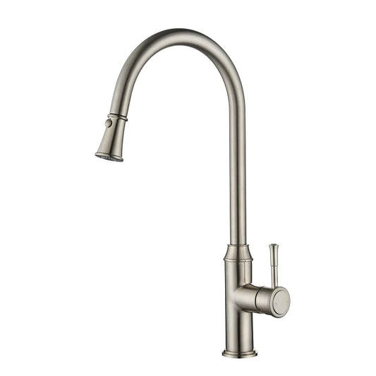 Modern National - Montpellier Traditional Brushed Nickel Pull Out Kitchen Sink Mixer