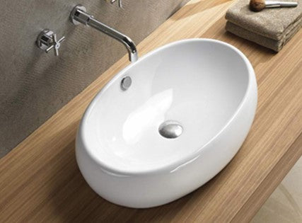 Poseidon Oval Gloss White Ceramic Basin