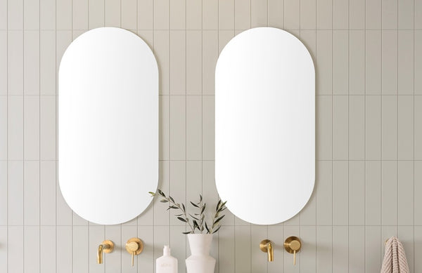 Ablaze DP5010GT - Pill Shape Polished Edge Mirror Glue-to-Wall or Hang