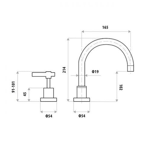 Linkware - Sabine Lever Vanitee Hob Sink Set Chrome