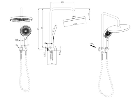 Linkware  - The Gabe Twin Shower 5 Finishes Available