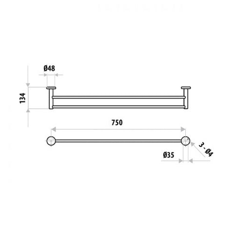 Linkware - Elle Double Towel Rail Stainless Steel or Chrome
