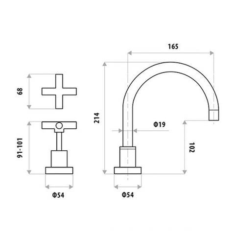 Linkware - Sabine Hob Sink Set Chrome