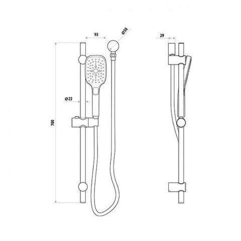 Linkware - Huntingwood Shower On Rail Chrome or Black